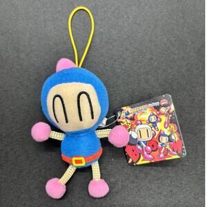 New Japanese FuRyu Bomberman Blue Bomberman Keychain Strap Stuffed Plush